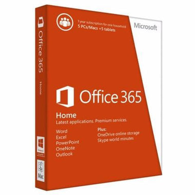 Microsoft Office 365 Home - 5 phones, 5 PCs/MACs, 5 tablets - Spanish - Box Pack - 1-year License - 32/64 Bit Medialess | MyChoiceSoftware.com.